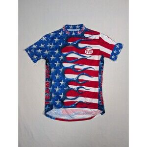 Rare Team USA Olympics Men’s Cycling Jersey All Over Flag Print Size Large